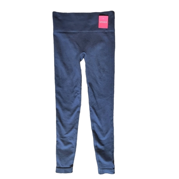 Spanx Look At Me Now Seamless Track Stripe Leggings Blue Navy Haze - Picture 4 of 8